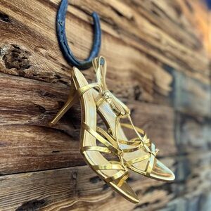 KATE SPADE | Gold Metallic Strappy Ankle Sandal Heels 8